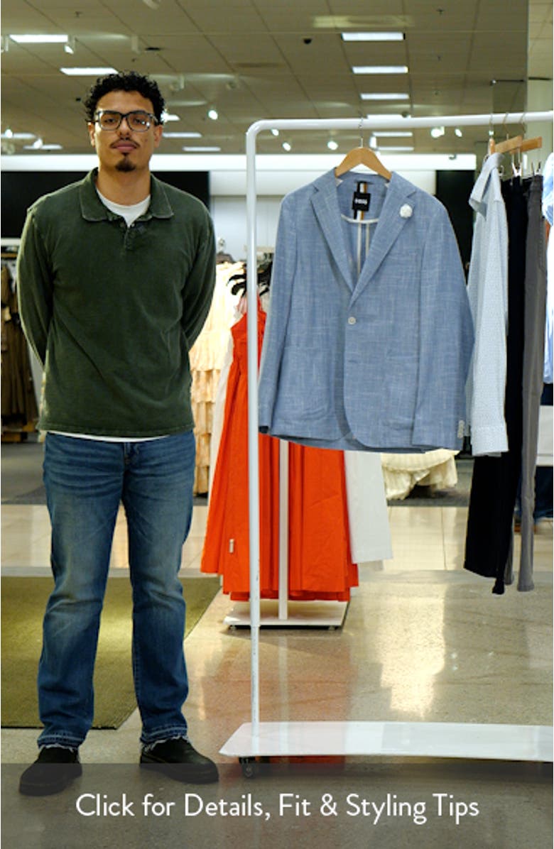 Hanry Slim Fit Light Blue Slub Wool & Cotton Blend Sport Coat, sales video thumbnail