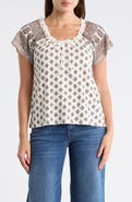 Lucky Brand Tie V-Neck Short Sleeve Top