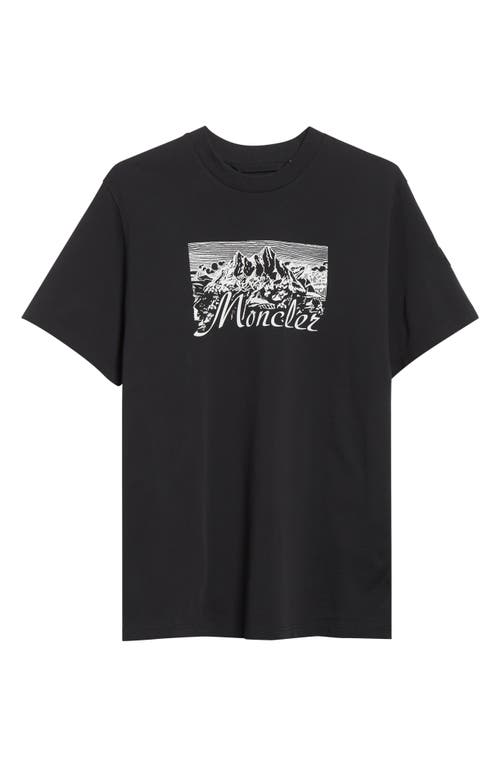Moncler Graphic Mountain Print Short Sleeve T-shirt In Black