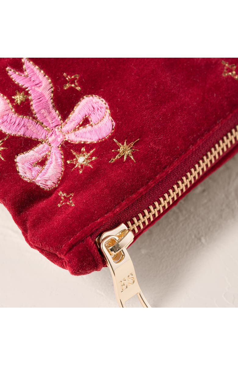 Elizabeth Scarlett Dazzling Bows Velvet Everyday Pouch, Alternate, color,