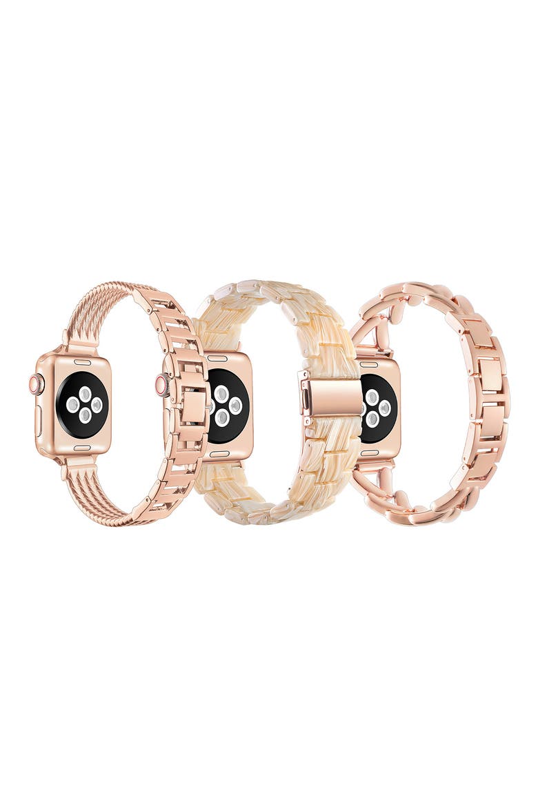 Caroline Assorted 3-Pack Apple Watch® Watchbands, Alternate, color, ROSE GOLD