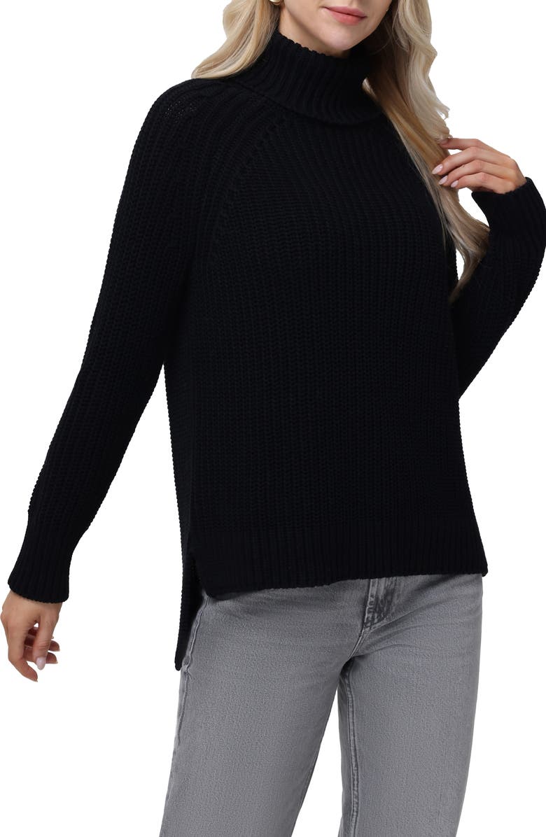 525 america Stella Cotton Turtleneck Sweater, Main, color, Black