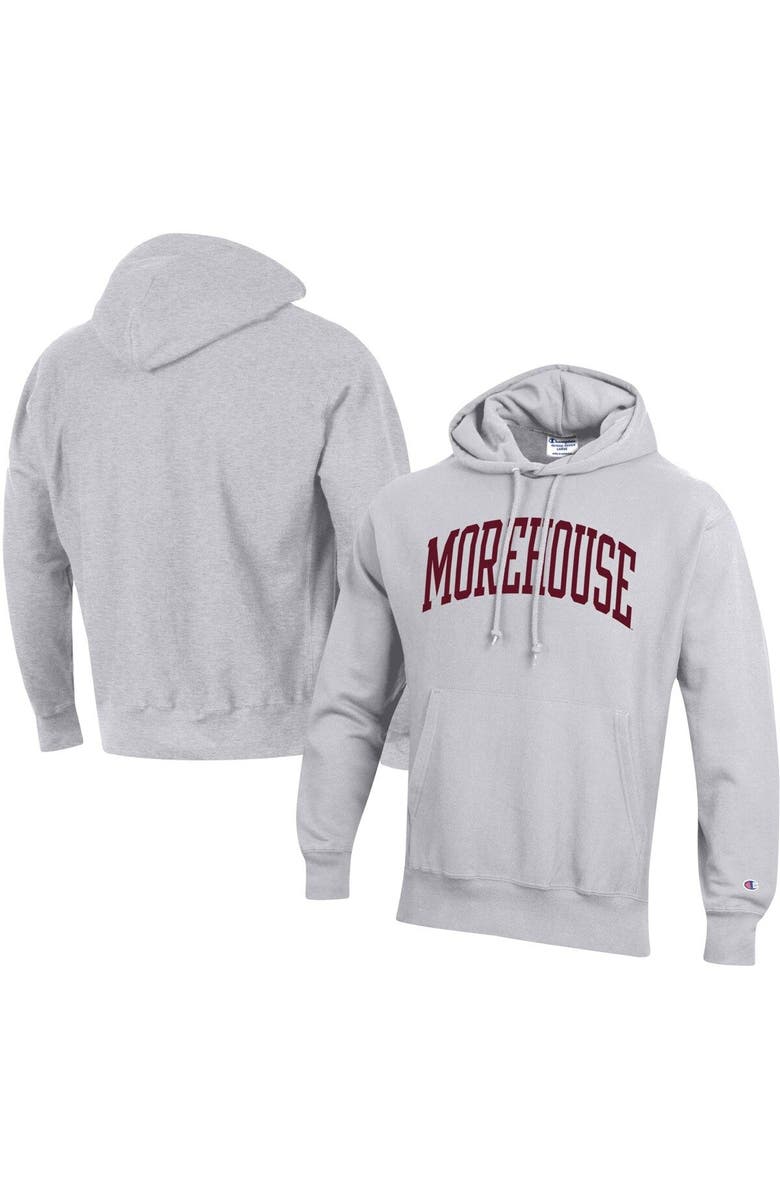 Champion Men's Champion Gray Morehouse Maroon Tigers Tall Arch Pullover Hoodie, Main, color, 