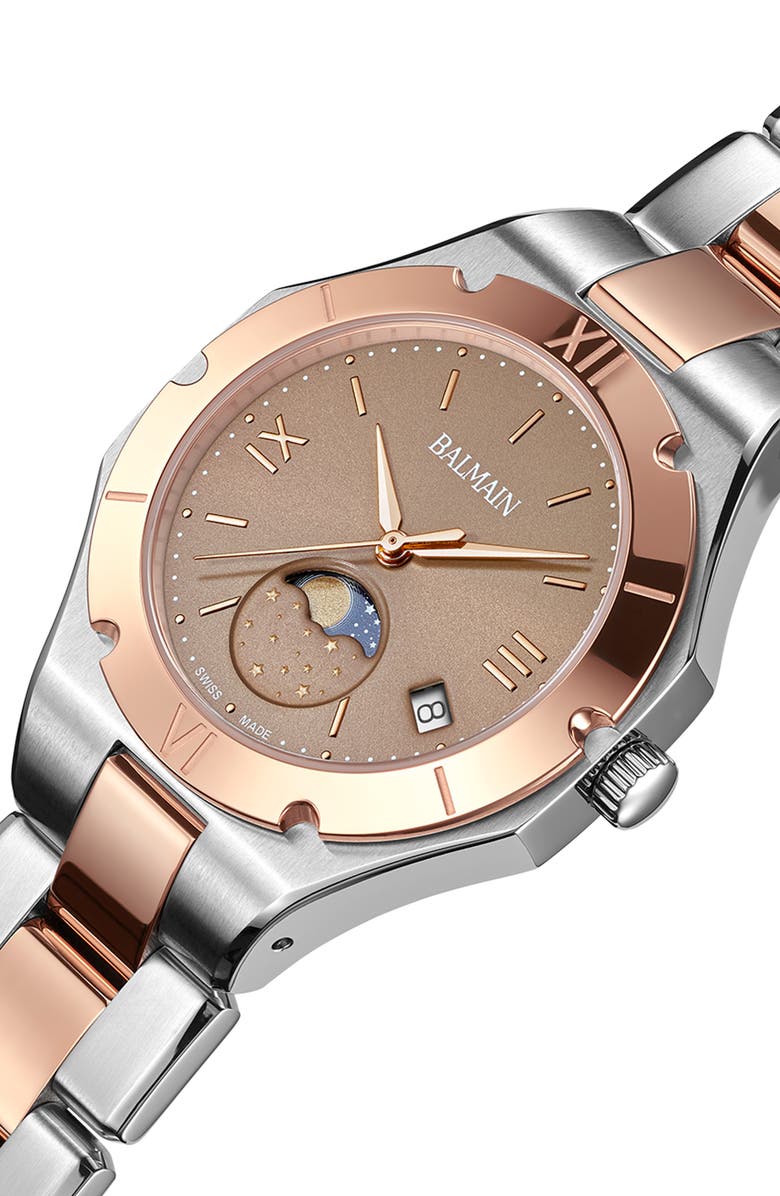 Balmain Be Balmain Moonphase Bracelet Watch, 33mm, Alternate, color, 