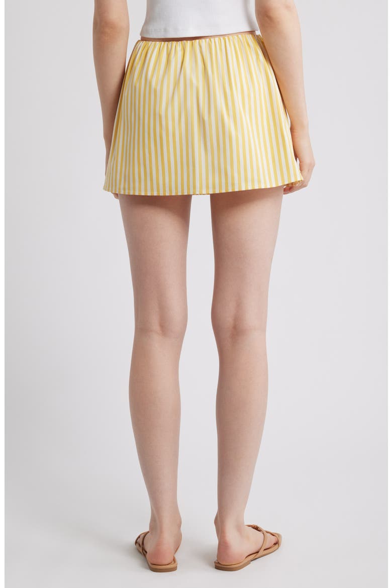 The Brinley Stripe Stretch Cotton Poplin Miniskirt, Alternate, color, LEMON DROP X BRULE