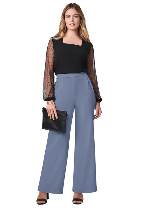 Stretch Knit Crepe Wide Leg Pant (Plus)