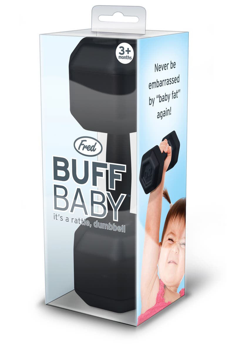Buff Baby Barbell Rattle, Alternate, color, BLACK