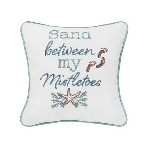 C & F Home C&f Home Sand Between My Mistletoes Christmas Throw Pillow, 10" X 10" In White
