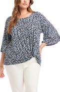 Karen Kane Heart Print Flare Sleeve Pick-Up Top