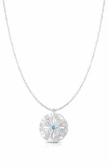 SPHERA MILANO Synthetic Turquoise Flower Pendant Necklace
