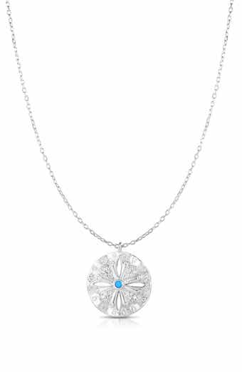 Synthetic Turquoise Flower Pendant Necklace