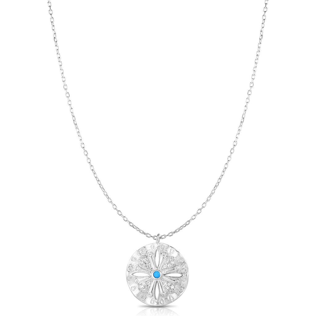 Sphera Milano Synthetic Turquoise Flower Pendant Necklace In Metallic