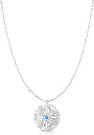 SPHERA MILANO Synthetic Turquoise Flower Pendant Necklace