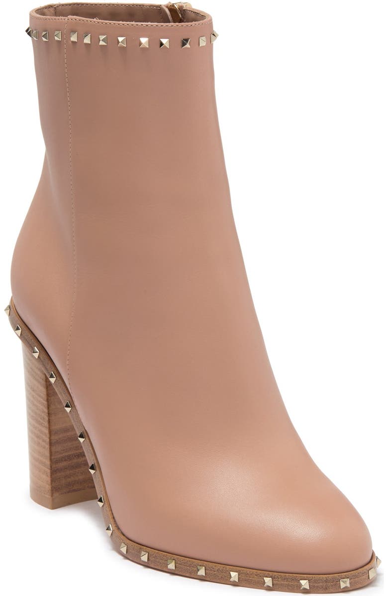 Valentino Garavani Pyramid Studded Block Heel Bootie, Main, color,