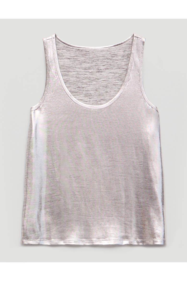 Metallic Scoop Neck Slub Vest, Alternate, color, Silver Metallic