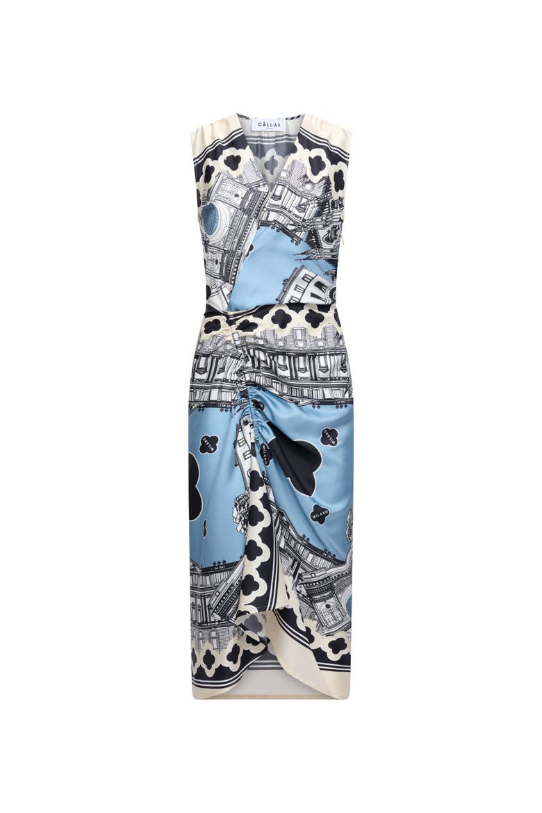 AGNES Sleeveless draped dress, Main, color, Black / White