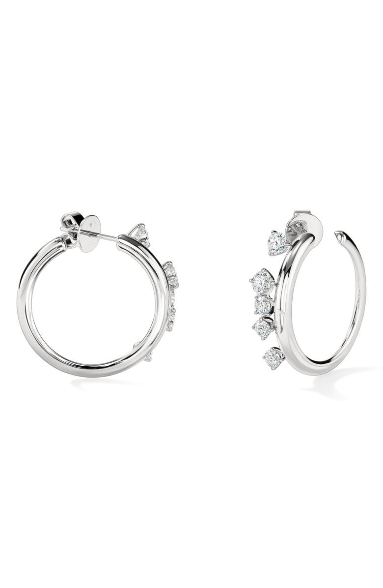 HEARTS ON FIRE Barre Small Floating Hoop Earrings, Alternate, color, White Gold/ Diamond