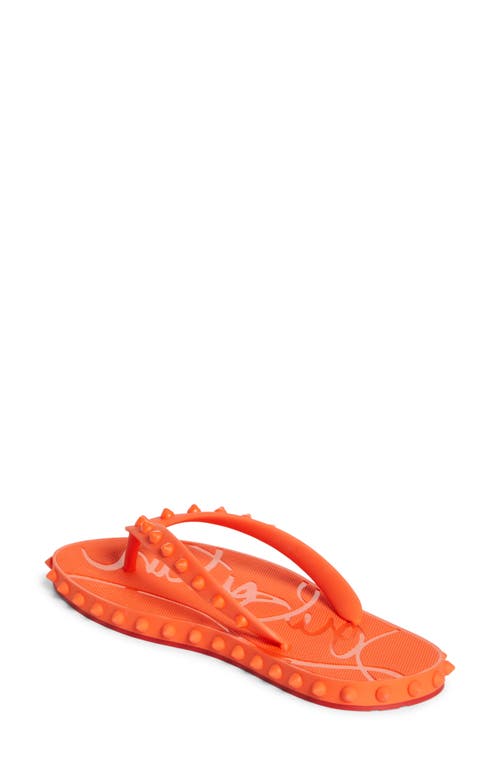 Christian Louboutin Loubi Donna Spike Red Sole Flip Flops In Multi
