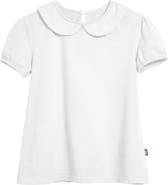 CITY THREADS Girls Soft 100% Cotton Jersey Peter Pan Collar Short Sleeve Puff Tee