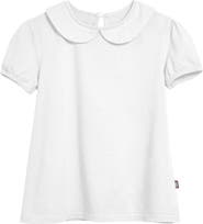 CITY THREADS Girls Soft 100% Cotton Jersey Peter Pan Collar Short Sleeve Puff Tee