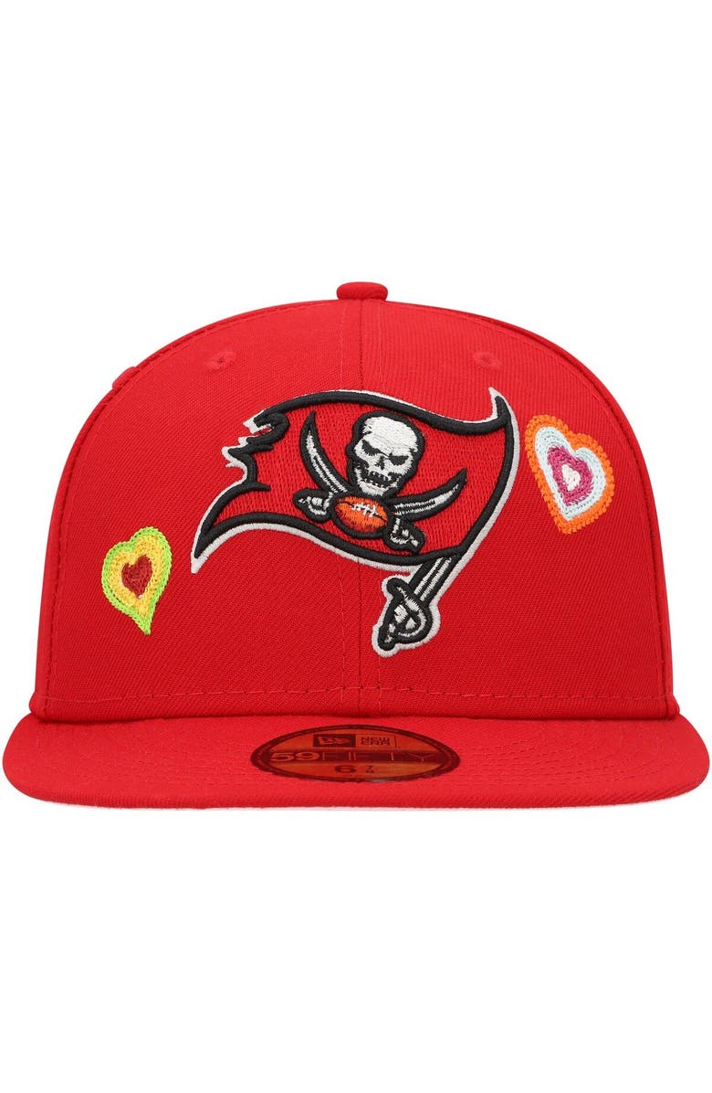 New Era Men's New Era Scarlet Tampa Bay Buccaneers Chain Stitch Heart 59FIFTY Fitted Hat, Alternate, color, Scarlet