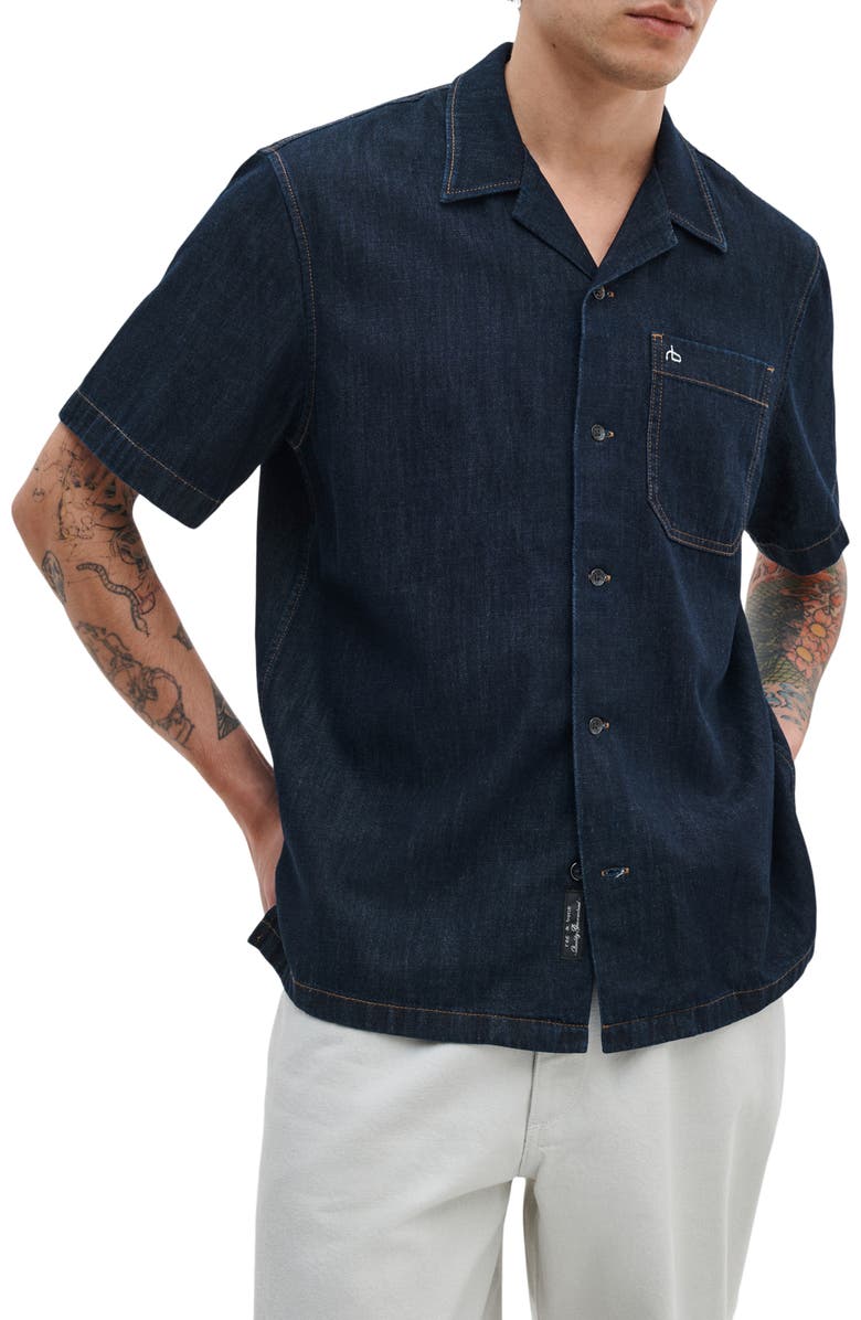 rag & bone Resort Short Sleeve Denim Button-Up Shirt, Main, color, Rinse