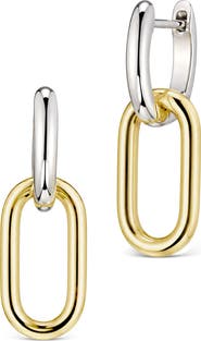 Sterling Forever Two Tone Link Drop Earrings