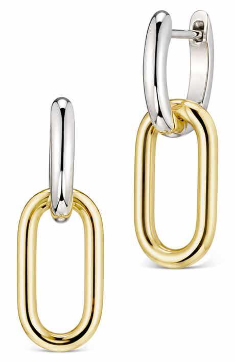 Two Tone Link Drop Earrings