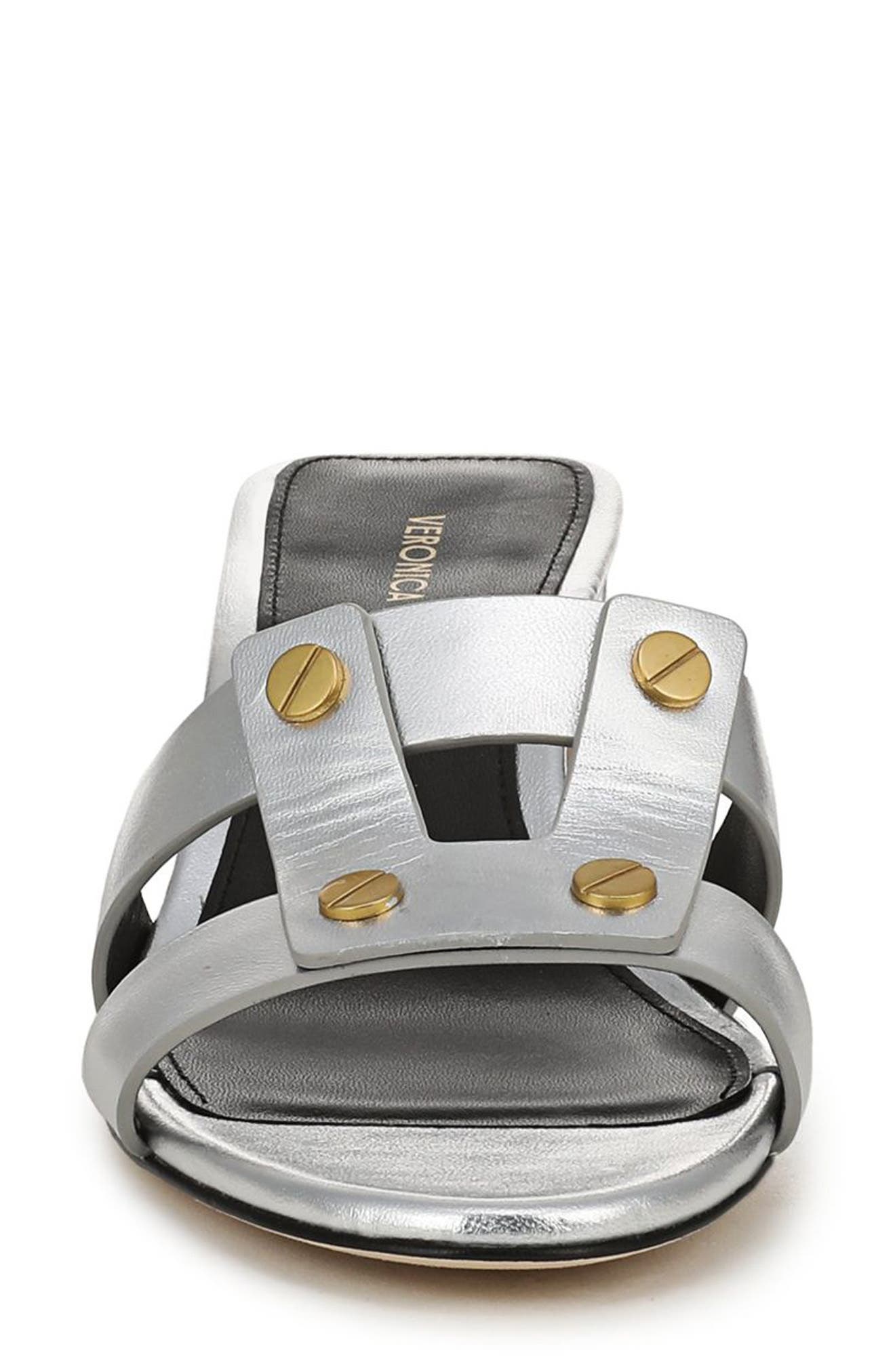 Veronica Beard Via Embossed Slide Sandal, Alternate, color, Silver