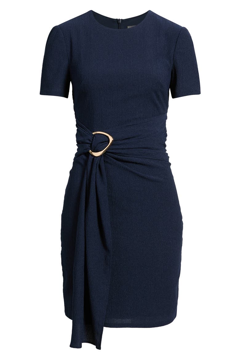 Side Tie Textured Knit Dress, Alternate, color, NAVY