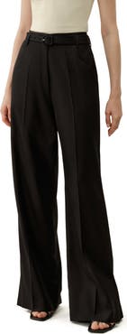 Lilysilk Silk Wool High-Waisted Wide-Leg Pant