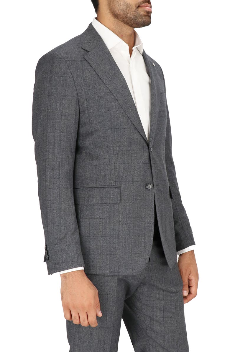 Scotch & Soda Grey Windowpane Check Stretch Wool Sport Coat, Alternate, color, 