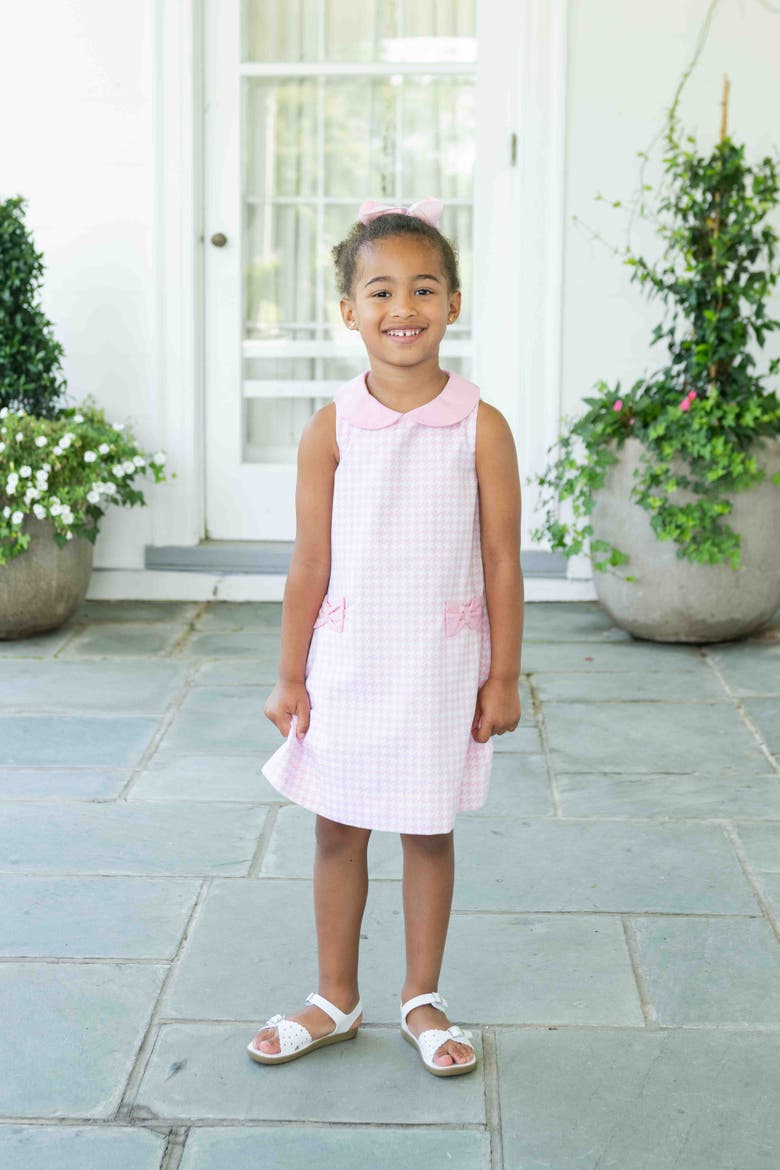 Houndstooth Dress with Bow Pockets, Alternate, color, Pink / White