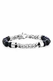 BLACKJACK Men's Beaded Chain Bracelet