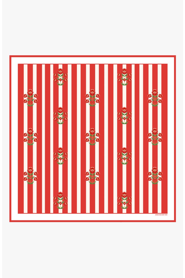 Passion Garden Double Sided Silk Scarf, Main, color, Red