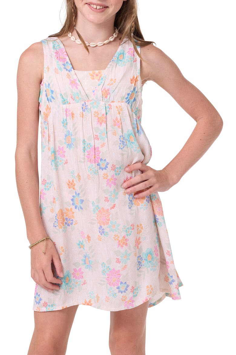 Kids' Leafy Floral Dress, Main, color, TAPIOCA