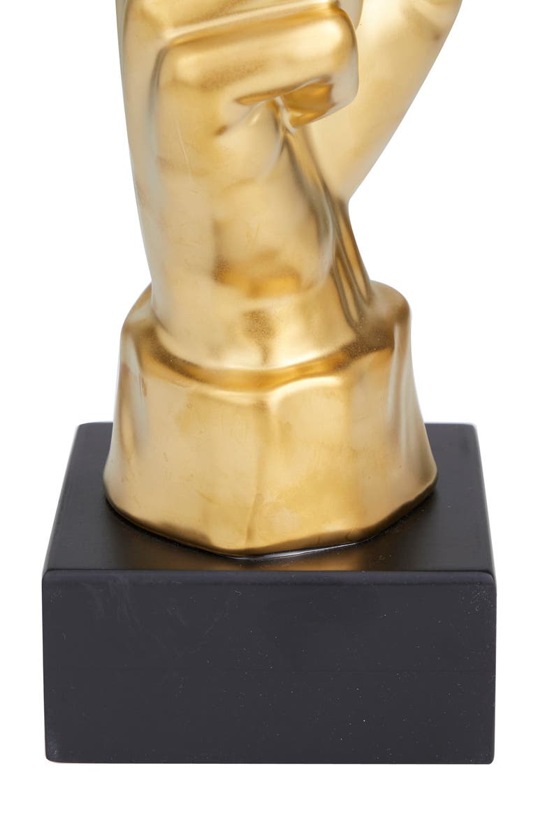 Goldtone Porcelain Quiet Gesture Mask Sculpture, Alternate, color, GOLD