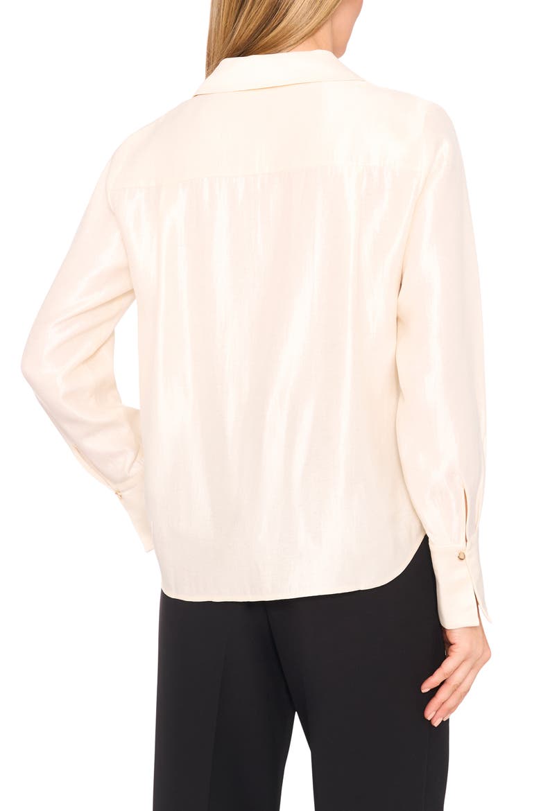 Collared Crepe Popover Top, Alternate, color, BIRCH