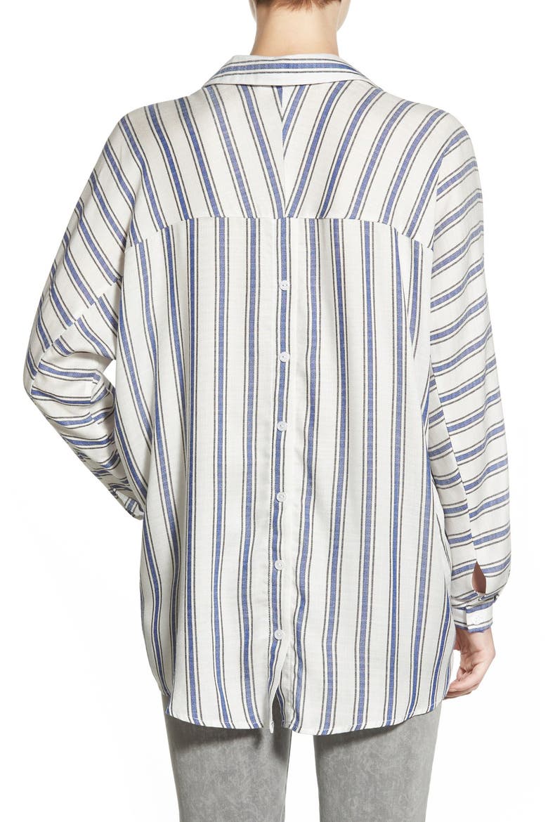 Stripe Back Button Shirt, Alternate, color, WHITE/ BLUE STRIPE