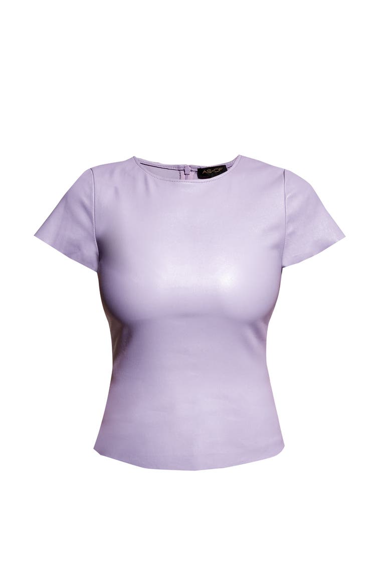 Brando Stretch Leather Tee, Alternate, color, Pastel Lilac