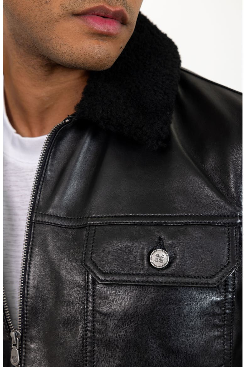 Lambskin Leather Jacket, Alternate, color, BLACK