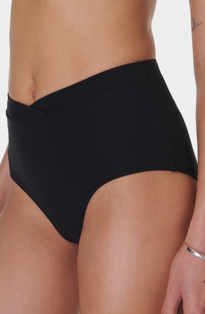 Sweaty Betty Cross Front High Waist Bikini Bottoms, Alternate, color,