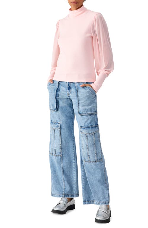 Sanctuary On My Mind Mesh Sleeve Mock Neck Top In White