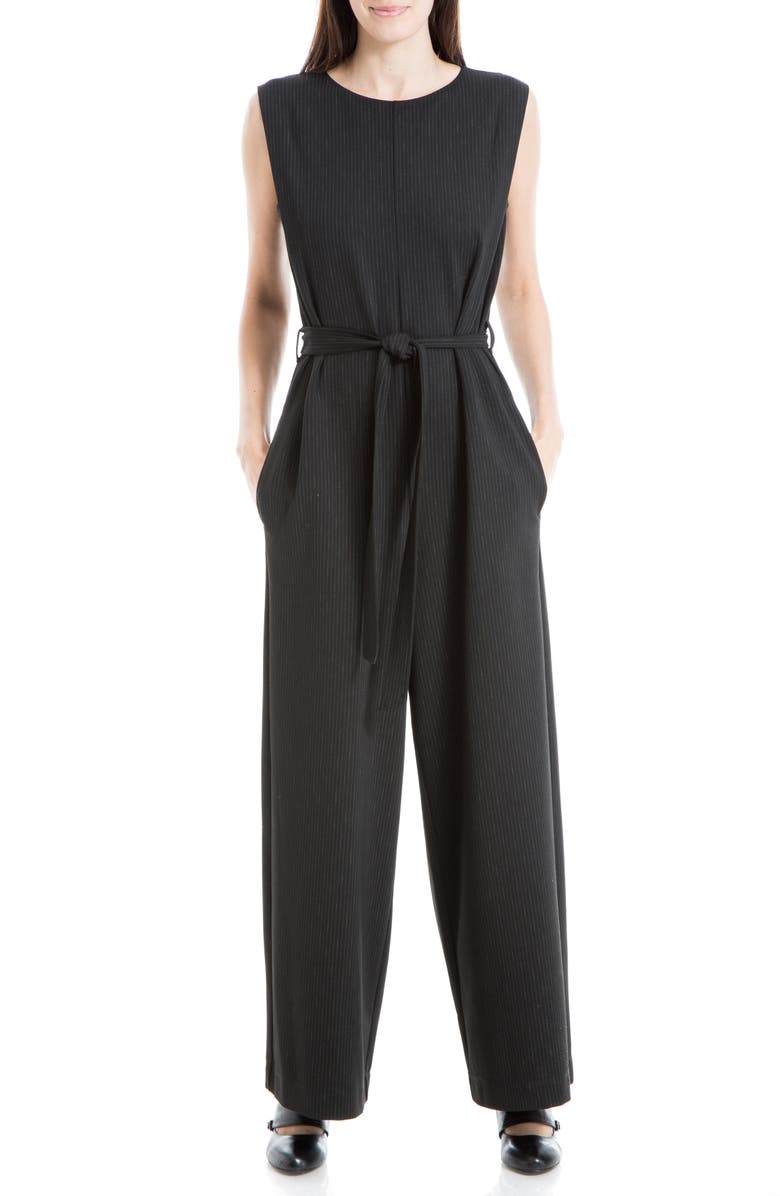 MAX STUDIO Ponte Tie Waist Jumpsuit, Main, color,