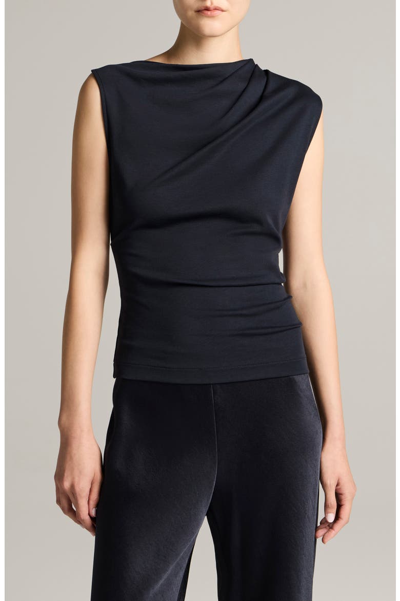 Cowl Neck Sleeveless Pima Cotton Top, Main, color, INK