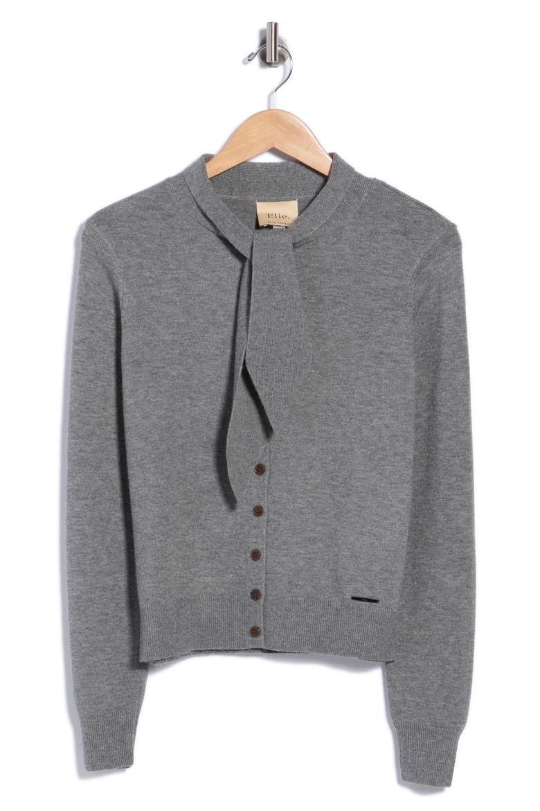 Tie Neck Cardigan, Main, color, CHROME SHADOW HEATHER