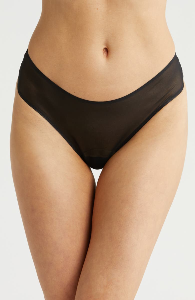 Commando Chic Mesh Thong, Main, color, Black