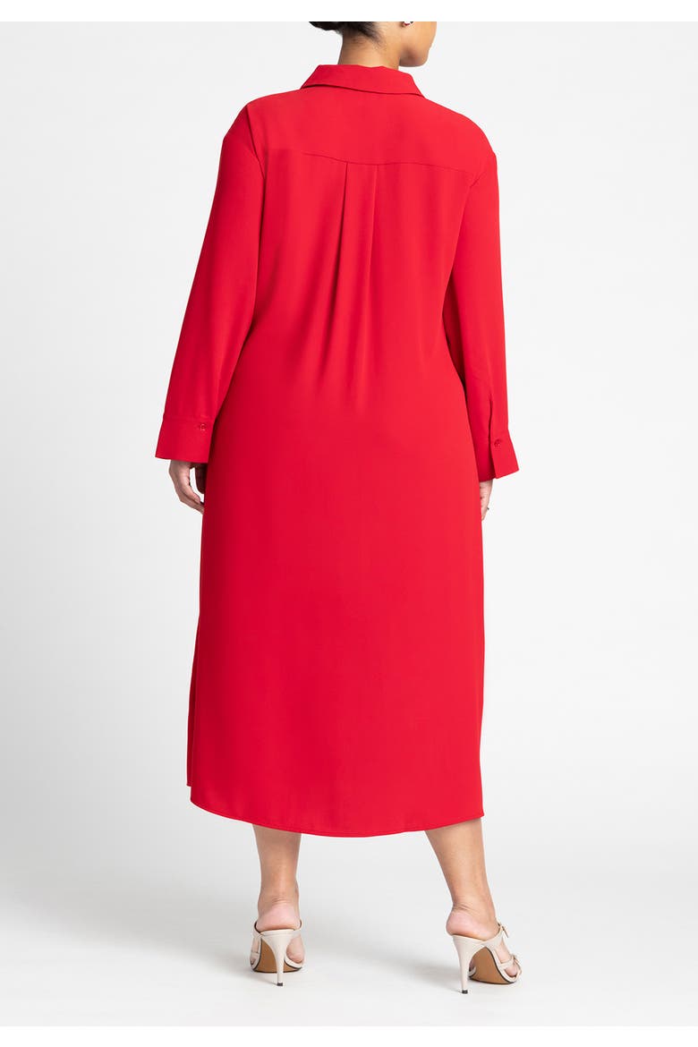Tie Front Oversized Shirt Dress, Alternate, color, BARBADOS CHERRY