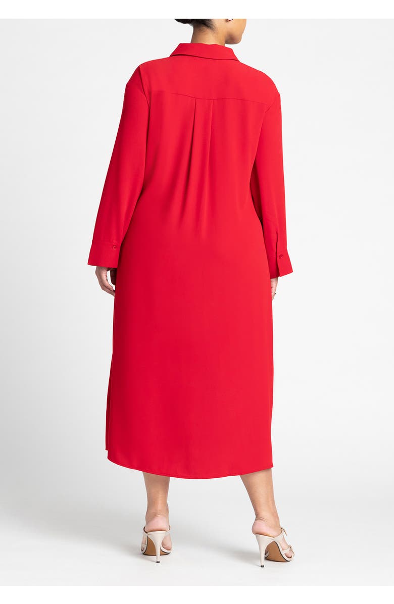ELOQUII Tie Front Oversized Shirt Dress, Alternate, color, Barbados Cherry