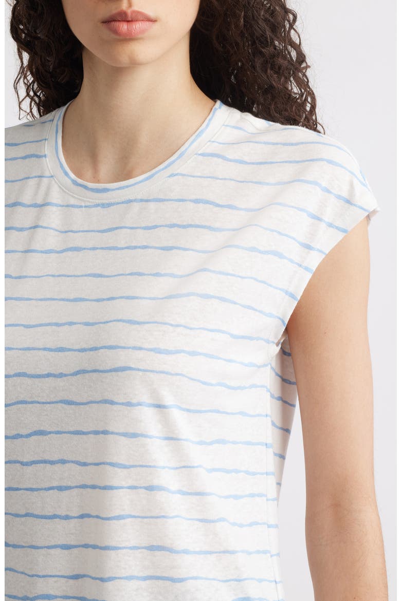 Stripe Linen Blend T-Shirt, Alternate, color, CHAMBRAY BLUE/ OFF WHITE